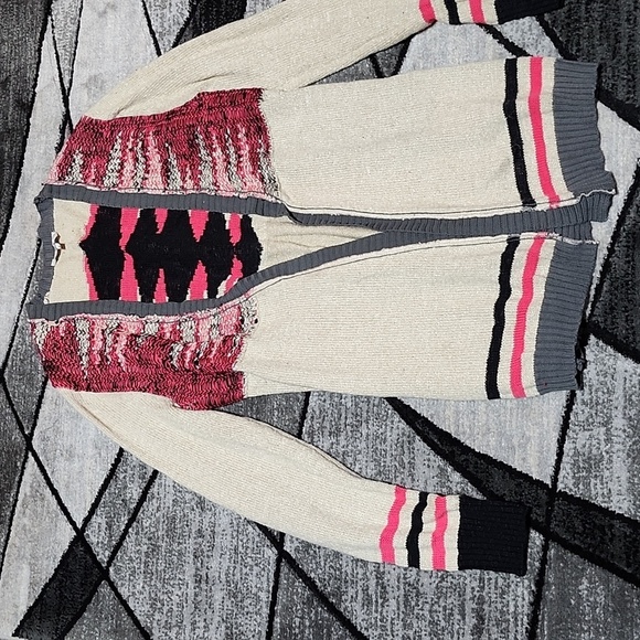 BKE AZTEC METALLIC SHIMMER OPEN CARDIGAN SWEATER - Picture 2 of 13